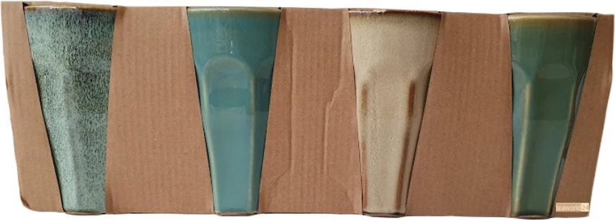 Merkloos Melkbekers - 4x Stuks - Diverse Kleuren - Porselein - 330 Ml 4 Merkloos Melkbekers - 4x Stuks - Diverse Kleuren - Porselein - 330 Ml - Afbeelding 2