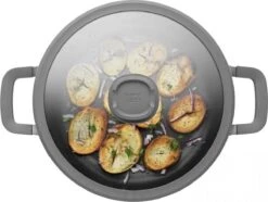 BergHOFF Leo Hapjespan Stone - 28 Cm - Met Glazen Deksel -Home Keuken Winkel 1200x904 1