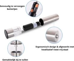 MD-Goods ® Elektrische Peper En Zoutmolen Set - Pepermolen - RVS - Cadeau - Restaurant Kwaliteit 8 MD-Goods ® Elektrische Peper En Zoutmolen Set - Pepermolen - RVS - Cadeau - Restaurant Kwaliteit -Home Keuken Winkel 1200x994 3