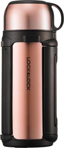 Lock&Lock Thermoskan - Isoleerkan - Thee En Koffie - Lekvrij - 1,5 Liter - RVS - Inklapbaar Handvat - Koper Roze -Home Keuken Winkel 524x1200