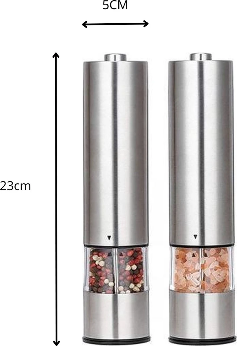 MD-Goods ® Elektrische Peper En Zoutmolen Set - Pepermolen - RVS - Cadeau - Restaurant Kwaliteit 5 MD-Goods ® Elektrische Peper En Zoutmolen Set - Pepermolen - RVS - Cadeau - Restaurant Kwaliteit - Afbeelding 3