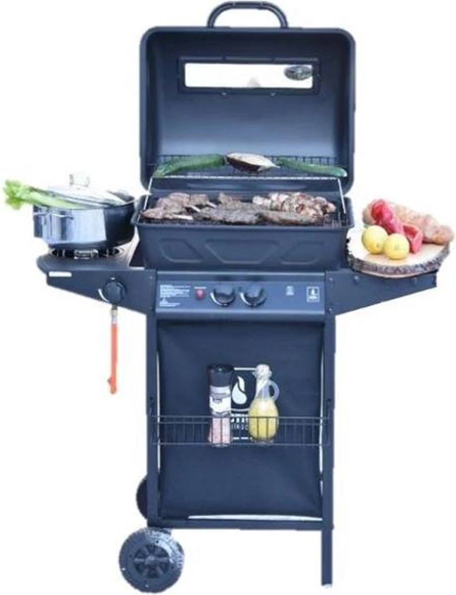 Halifax Gasbarbecue 5,5 KW - Buitenkeuken Met Lavasteen Grillplaat En Gaspit - 100x98 Cm 5 Halifax Gasbarbecue 5,5 KW - Buitenkeuken Met Lavasteen Grillplaat En Gaspit - 100x98 Cm - Afbeelding 3