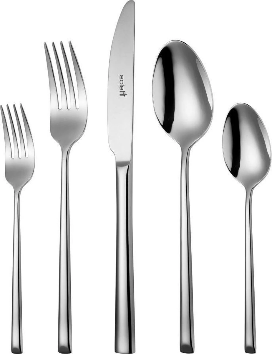 Sola Bestekset Luxor - Modern - 12 Persoons - 100 Delig - Zilverwit Edelstaal 18/10 - RVS - Zilver 3 Sola Bestekset Luxor - Modern - 12 Persoons - 100 Delig - Zilverwit Edelstaal 18/10 - RVS - Zilver
